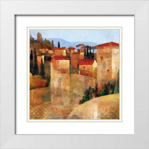 Tuscan Hillside White Modern Wood Framed Art Print with Double Matting by Mallett, Keith