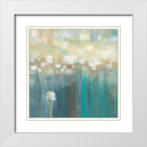Aqua Light White Modern Wood Framed Art Print with Double Matting by Parker, Karen Lorena