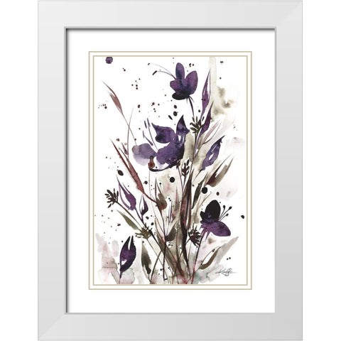Floral Music I White Modern Wood Framed Art Print with Double Matting by Stanion, Kathy Morton