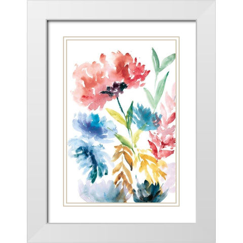 Lush Floral I White Modern Wood Framed Art Print with Double Matting by Meyers, Rebecca