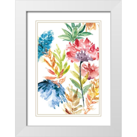 Lush Floral II White Modern Wood Framed Art Print with Double Matting by Meyers, Rebecca