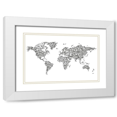 HÃ nzÃ¬ Kanji World MapÂ  White Modern Wood Framed Art Print with Double Matting by Bassin, Charlotte