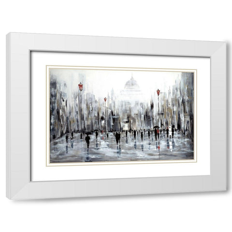 Grande Ville White Modern Wood Framed Art Print with Double Matting by Kadmiri, Aziz