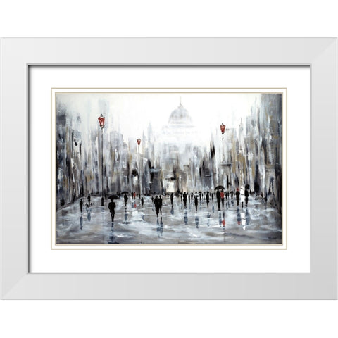 Grande Ville White Modern Wood Framed Art Print with Double Matting by Kadmiri, Aziz
