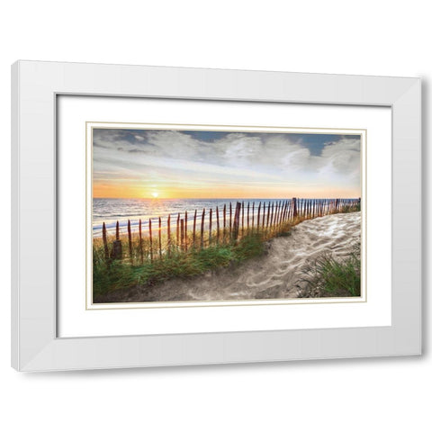 White Sands At Sunset White Modern Wood Framed Art Print with Double Matting by Celebrate Life Gallery