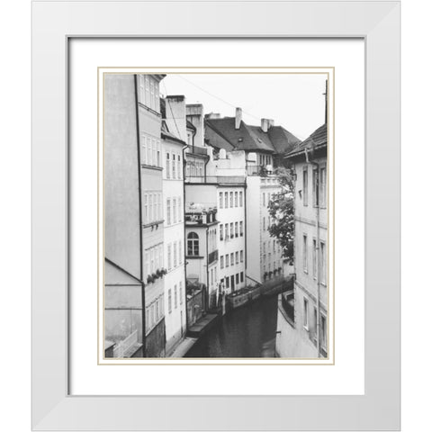 Little Canal Prague Czech Republic White Modern Wood Framed Art Print with Double Matting by Schick, Cyndi
