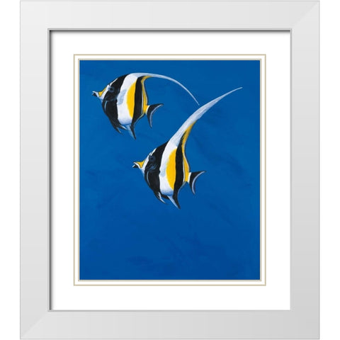 Moorish Idols - Blue White Modern Wood Framed Art Print with Double Matting by Siddle, Keith