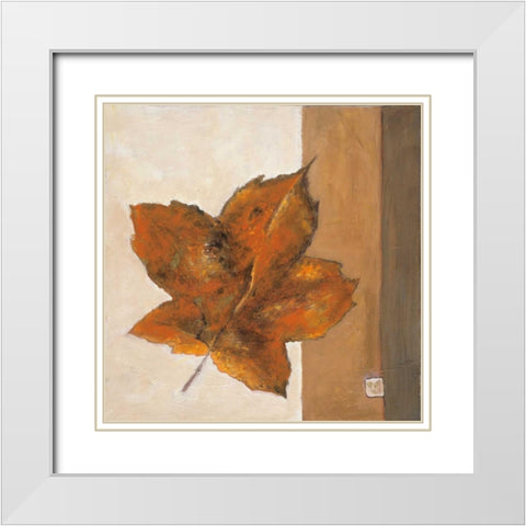 Leaf Impression - Rust White Modern Wood Framed Art Print with Double Matting by Salemink-Roos, Ursula