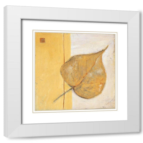 Leaf Impression - Ochre White Modern Wood Framed Art Print with Double Matting by Salemink-Roos, Ursula