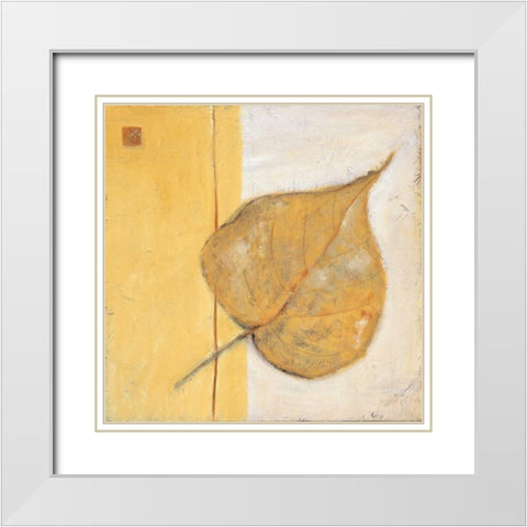 Leaf Impression - Ochre White Modern Wood Framed Art Print with Double Matting by Salemink-Roos, Ursula