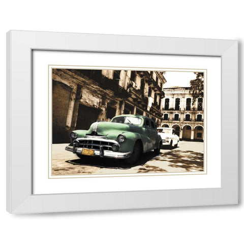 Cuban Cars II White Modern Wood Framed Art Print with Double Matting by Groth, C.J.