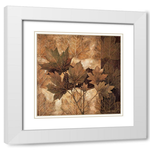 Leaf Patterns II White Modern Wood Framed Art Print with Double Matting by Thompson, Linda