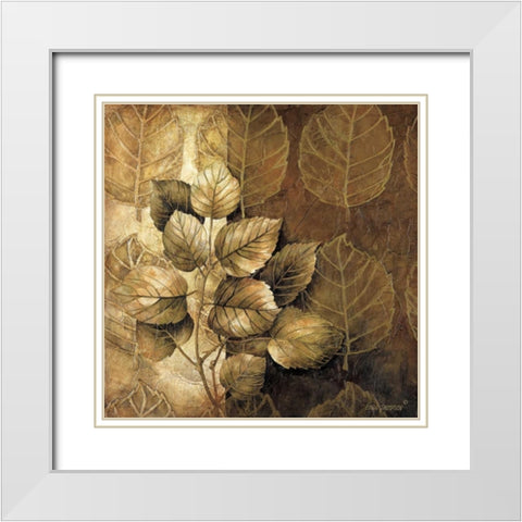 Leaf Patterns III White Modern Wood Framed Art Print with Double Matting by Thompson, Linda