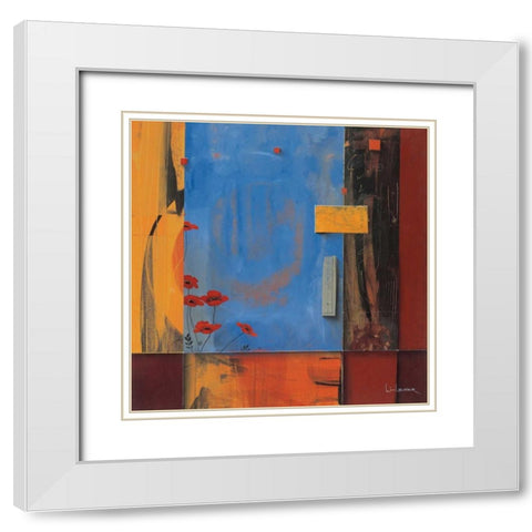 Poppy Dance White Modern Wood Framed Art Print with Double Matting by Li-Leger, Don