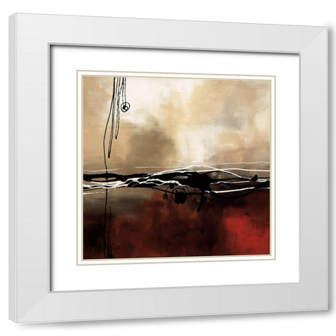 Symphony in Red and Khaki I White Modern Wood Framed Art Print with Double Matting by Maitland, Lauie