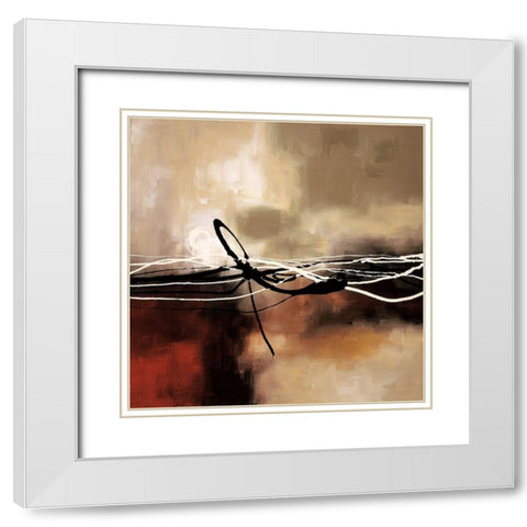 Symphony in Red and Khaki II White Modern Wood Framed Art Print with Double Matting by Maitland, Lauie