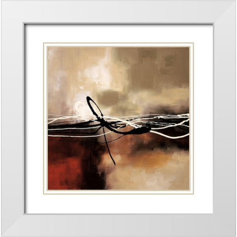 Symphony in Red and Khaki II White Modern Wood Framed Art Print with Double Matting by Maitland, Lauie