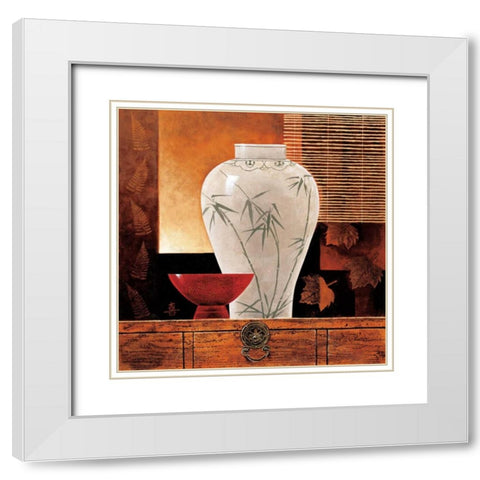 Dynasty I White Modern Wood Framed Art Print with Double Matting by Mallett, Keith