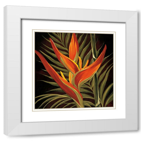 Birds of Paradise I White Modern Wood Framed Art Print with Double Matting by St. Amant, Yvette