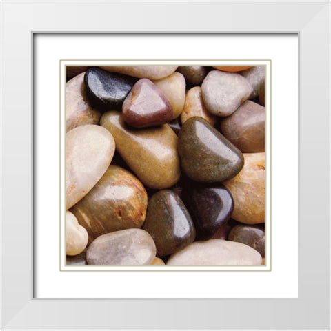 River Rocks White Modern Wood Framed Art Print with Double Matting by Maihara/Watt, Jeff/Boyce