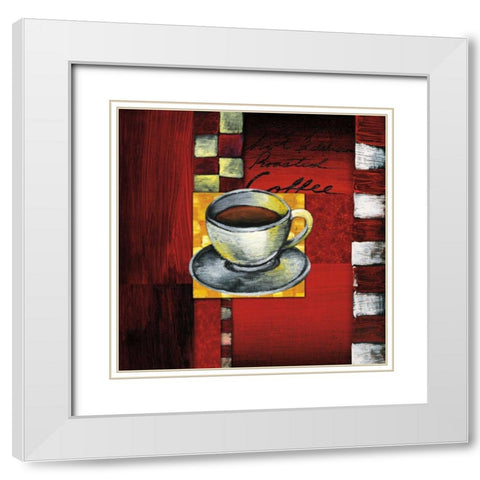 Brewing Coffee White Modern Wood Framed Art Print with Double Matting by Novak, Stacey