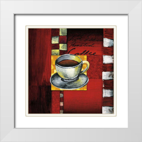 Brewing Coffee White Modern Wood Framed Art Print with Double Matting by Novak, Stacey