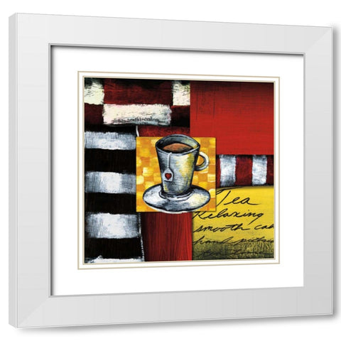 Steeping Tea White Modern Wood Framed Art Print with Double Matting by Novak, Stacey