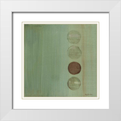 Aqua Drops II White Modern Wood Framed Art Print with Double Matting by Parker, Karen Lorena