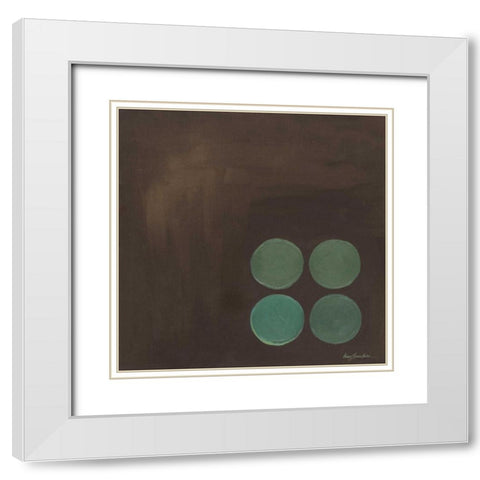 Aqua Lily Pads I White Modern Wood Framed Art Print with Double Matting by Parker, Karen Lorena