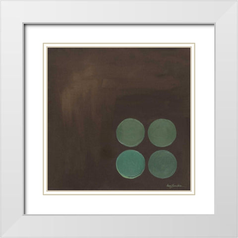 Aqua Lily Pads I White Modern Wood Framed Art Print with Double Matting by Parker, Karen Lorena