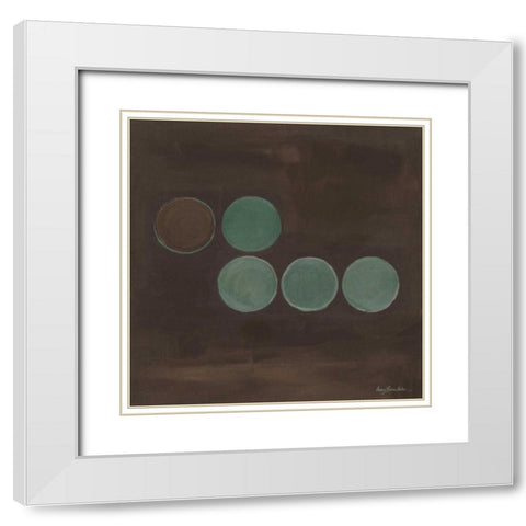 Aqua Lily Pads II White Modern Wood Framed Art Print with Double Matting by Parker, Karen Lorena