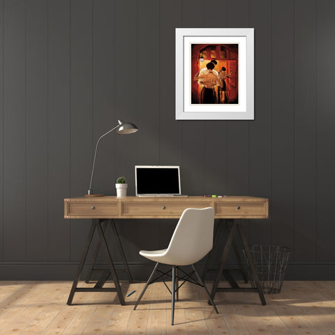 Tango Shop I White Modern Wood Framed Art Print with Double Matting by Biddle, Trish