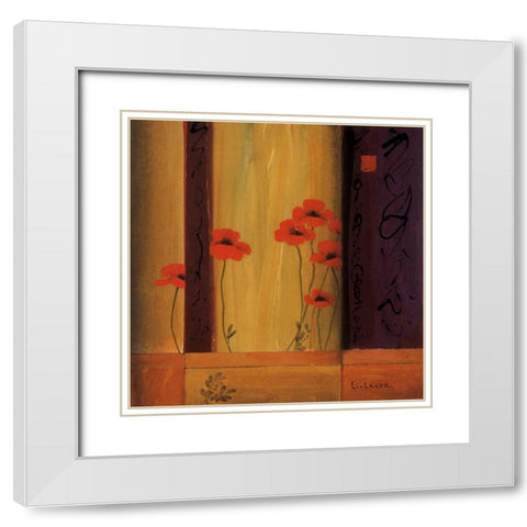 Poppy Tile I White Modern Wood Framed Art Print with Double Matting by Li-Leger, Don
