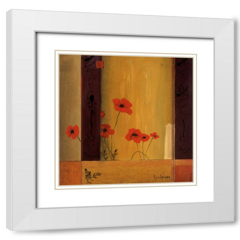 Poppy Tile II White Modern Wood Framed Art Print with Double Matting by Li-Leger, Don