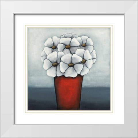 Loves Me Not White Modern Wood Framed Art Print with Double Matting by Alves, Helena