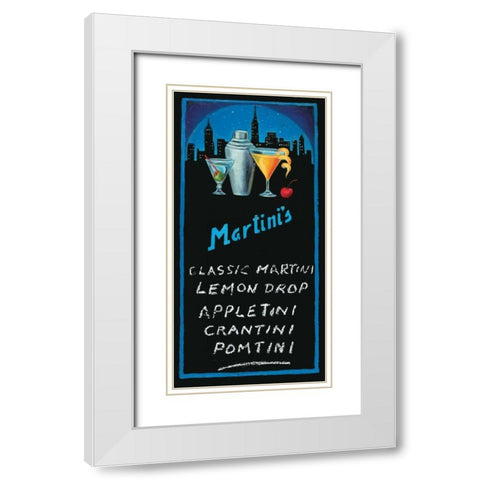 Martinis White Modern Wood Framed Art Print with Double Matting by Rafuse, Will