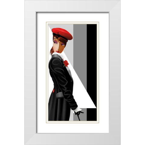 Lauren in Uniform White Modern Wood Framed Art Print with Double Matting by Bravo, Jordan