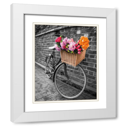 Basket of Flowers II White Modern Wood Framed Art Print with Double Matting by Frank, Assaf