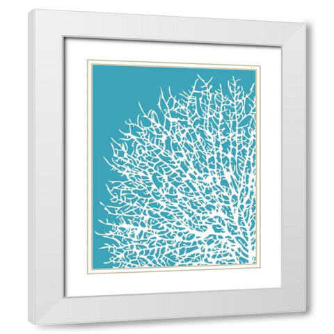 Aqua Coral I White Modern Wood Framed Art Print with Double Matting by Berg, Sabine