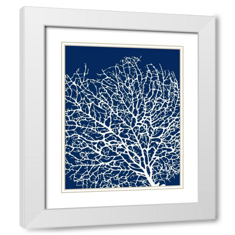 Navy Coral I White Modern Wood Framed Art Print with Double Matting by Berg, Sabine