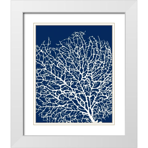 Navy Coral I White Modern Wood Framed Art Print with Double Matting by Berg, Sabine