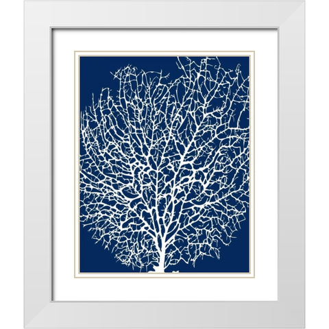 Navy Coral II White Modern Wood Framed Art Print with Double Matting by Berg, Sabine