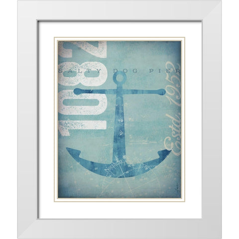 Nautical II - Anchor White Modern Wood Framed Art Print with Double Matting by Fowler, Stephen