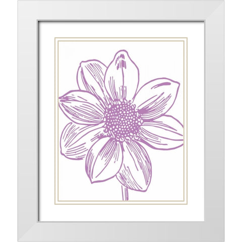 Florette I White Modern Wood Framed Art Print with Double Matting by Berg, Sabine