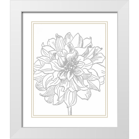 Florette III White Modern Wood Framed Art Print with Double Matting by Berg, Sabine