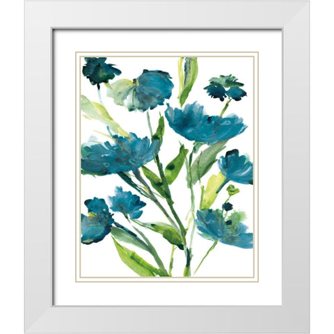 Blueberry Blooms II White Modern Wood Framed Art Print with Double Matting by Frank, Assaf