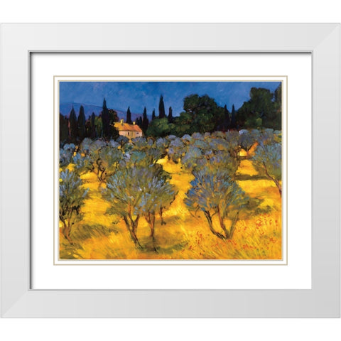 Les Olives en Printemps White Modern Wood Framed Art Print with Double Matting by Craig, Philip