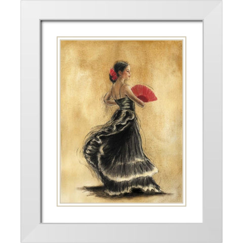 Flamenco Dancer II White Modern Wood Framed Art Print with Double Matting by Gold, Caroline