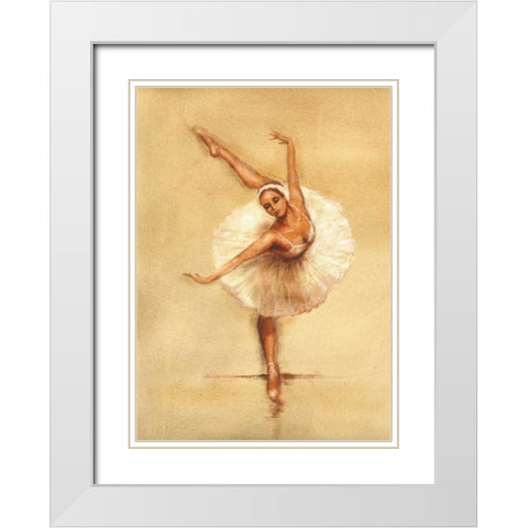 Ballerina I White Modern Wood Framed Art Print with Double Matting by Gold, Caroline