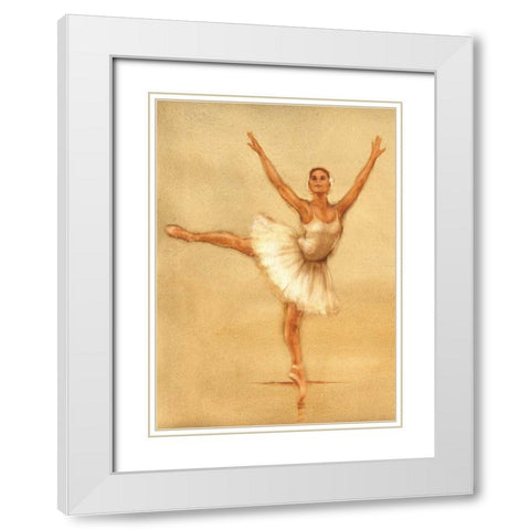 Ballerina II White Modern Wood Framed Art Print with Double Matting by Gold, Caroline